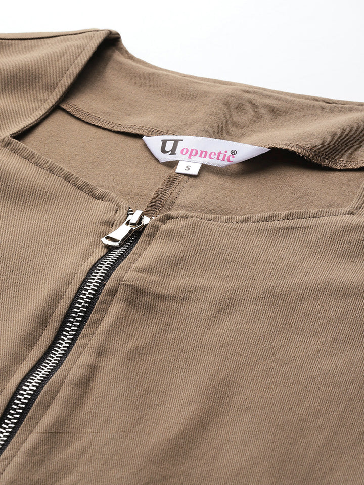 Popnetic Women Pure Cotton Crop Tailored Jacket