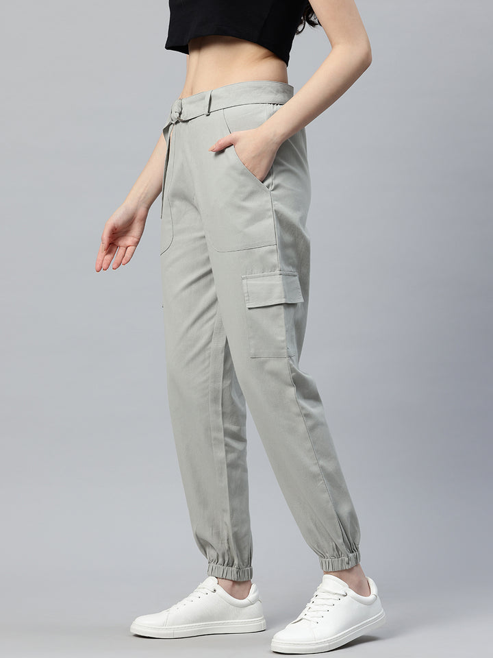 Popnetic High-Rise Pure Cotton Cargo Trousers