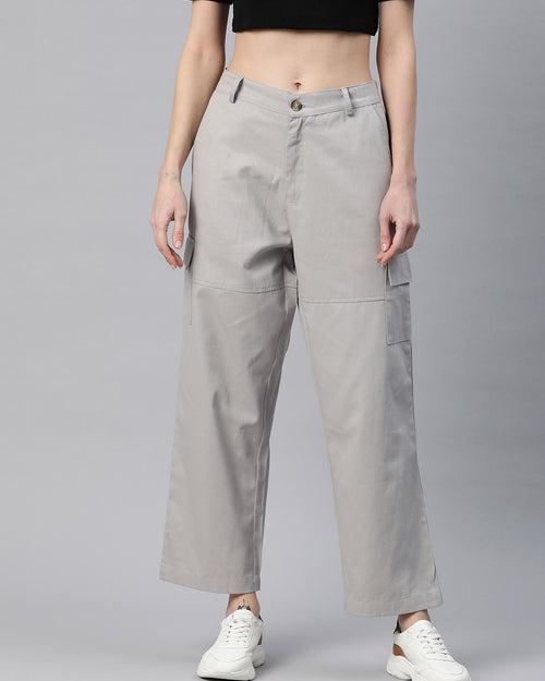 Popnetic Flat-Front High-Rise Pure Cotton Cargos