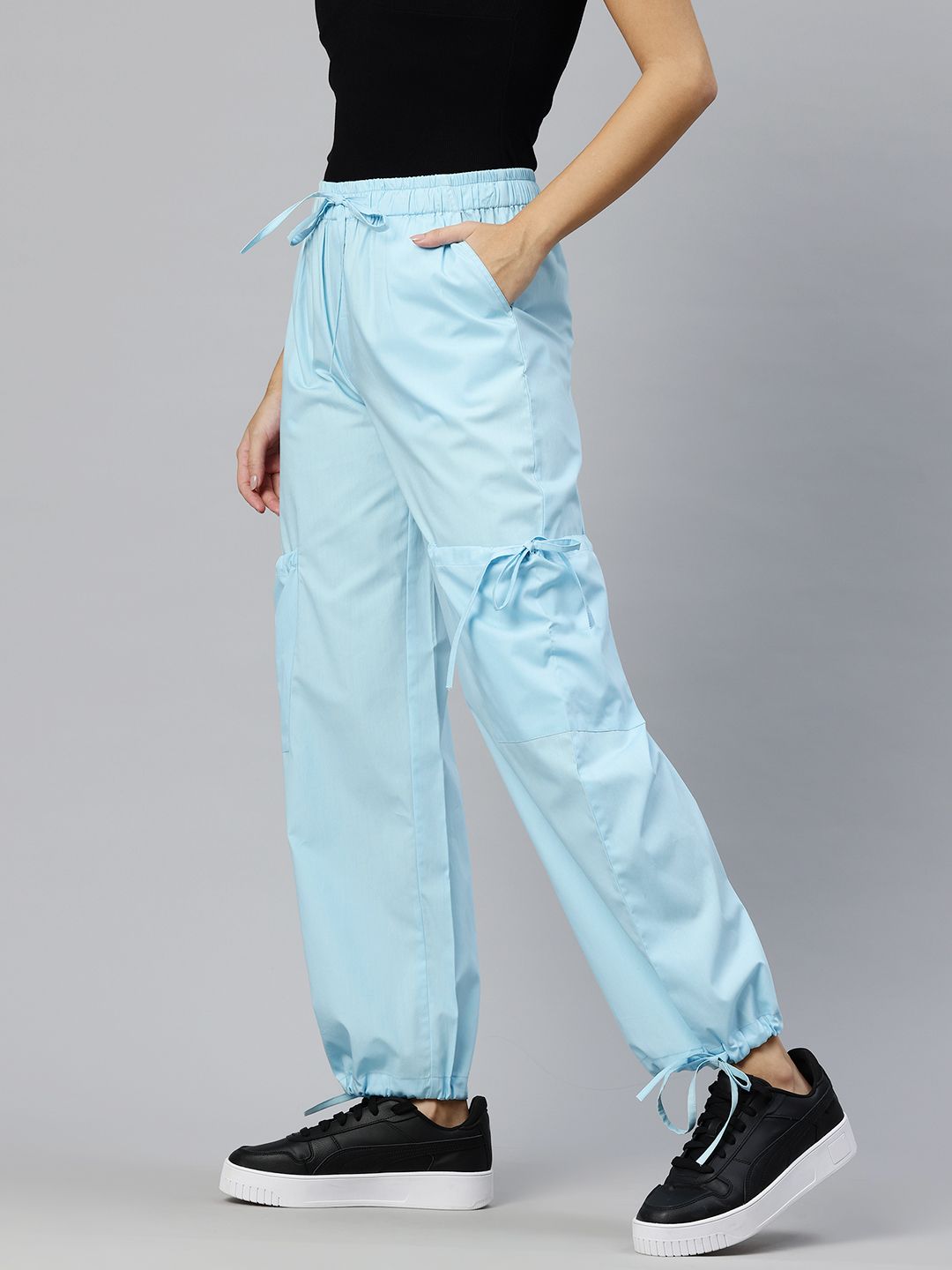 Popnetic Loose Fit High-Rise Pure Cotton Parachute Cargo Trouser