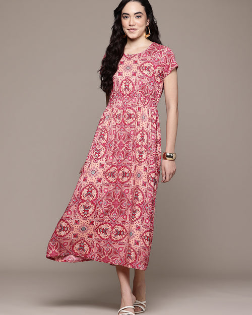Popnetic Paisley Print A-Line Midi Dress