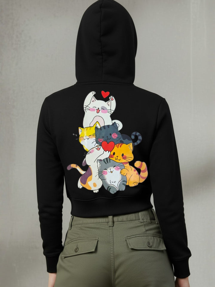 Popnetic Women Printed Hooded Sweatshirt