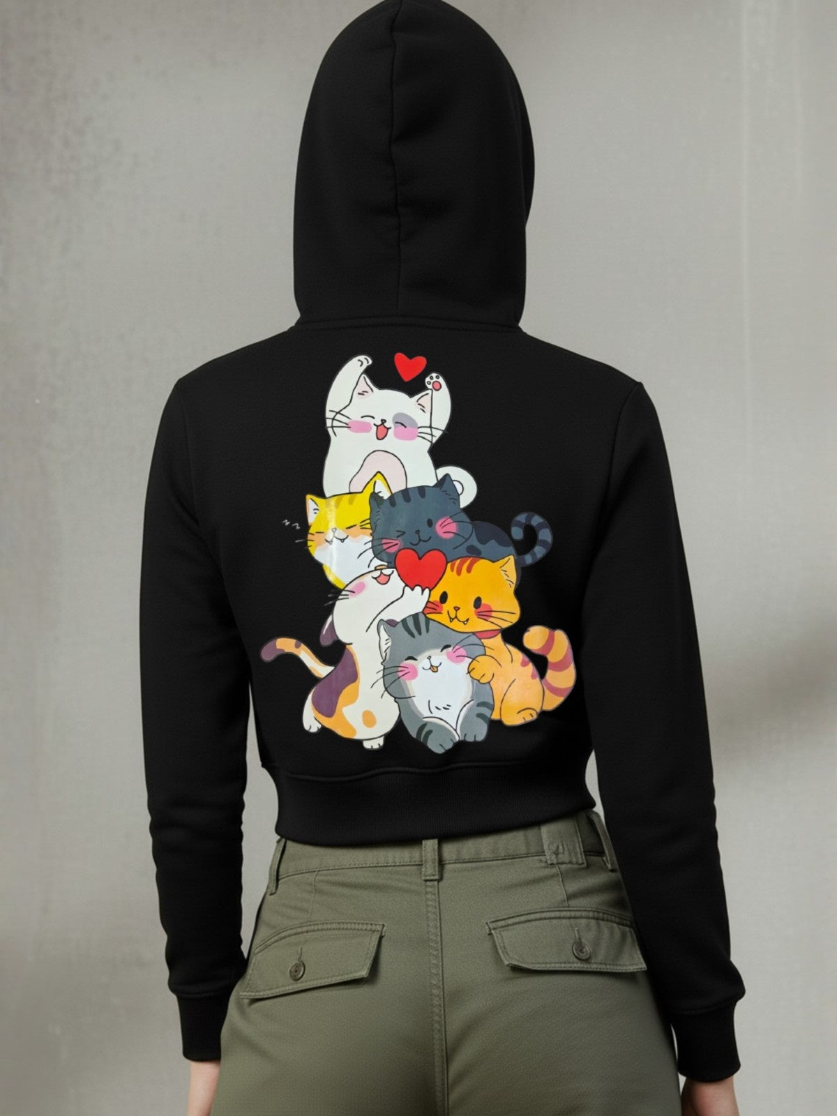 Popnetic Women Printed Hooded Sweatshirt