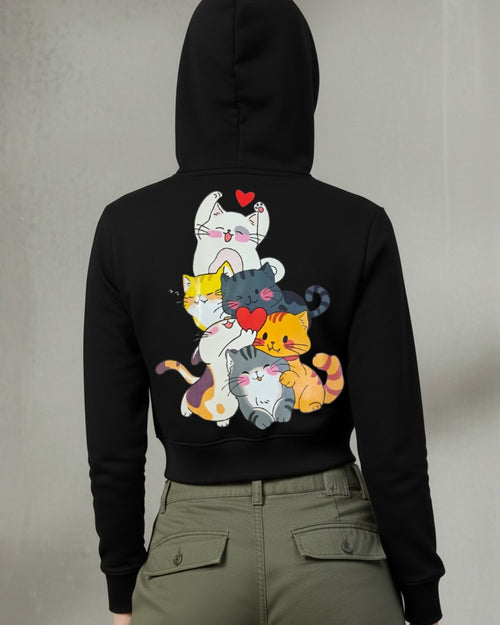 Popnetic Women Printed Hooded Sweatshirt