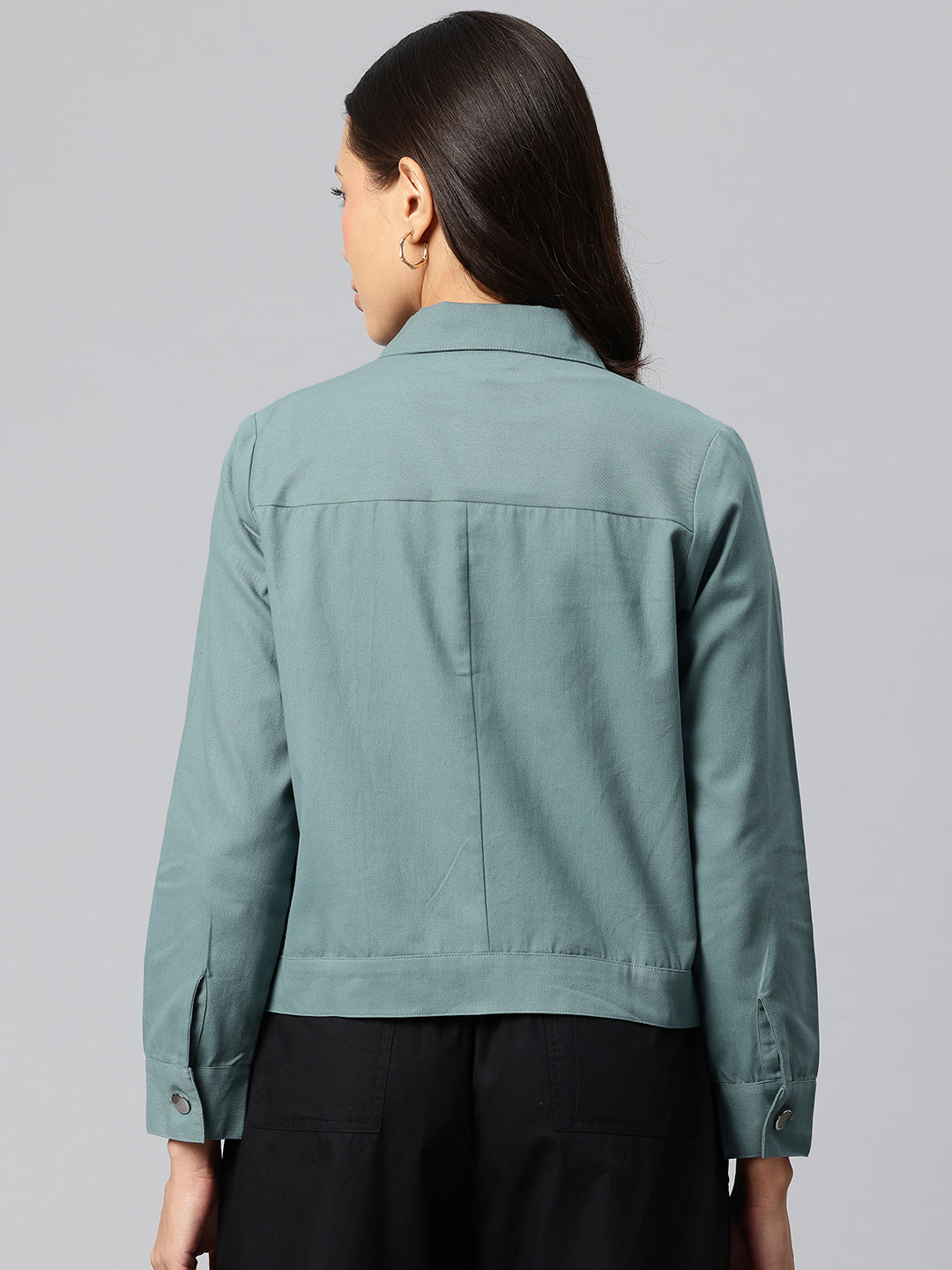 Popnetic Women Solid Pure Cotton Denim Jacket