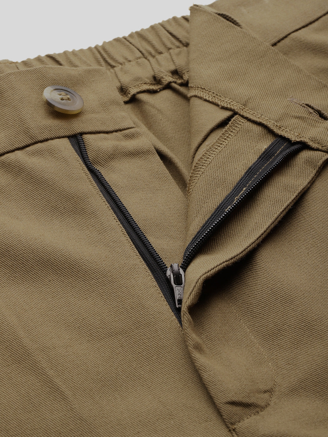 Popnetic Women Tapered Fit High-Rise Pleated Pure Cotton Chinos Trousers