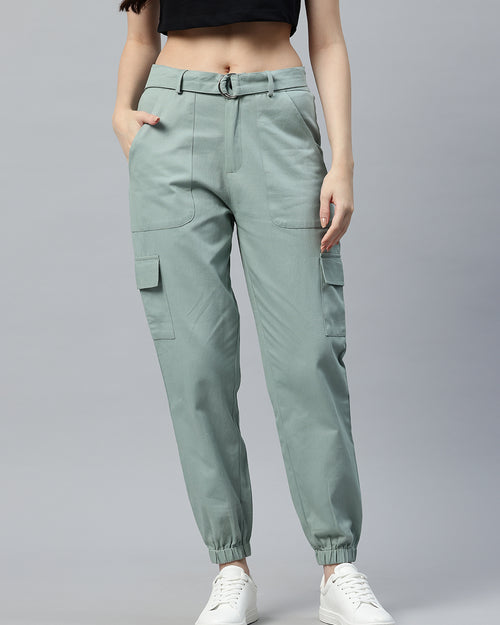 Popnetic High-Rise Pure Cotton Cargo Trousers