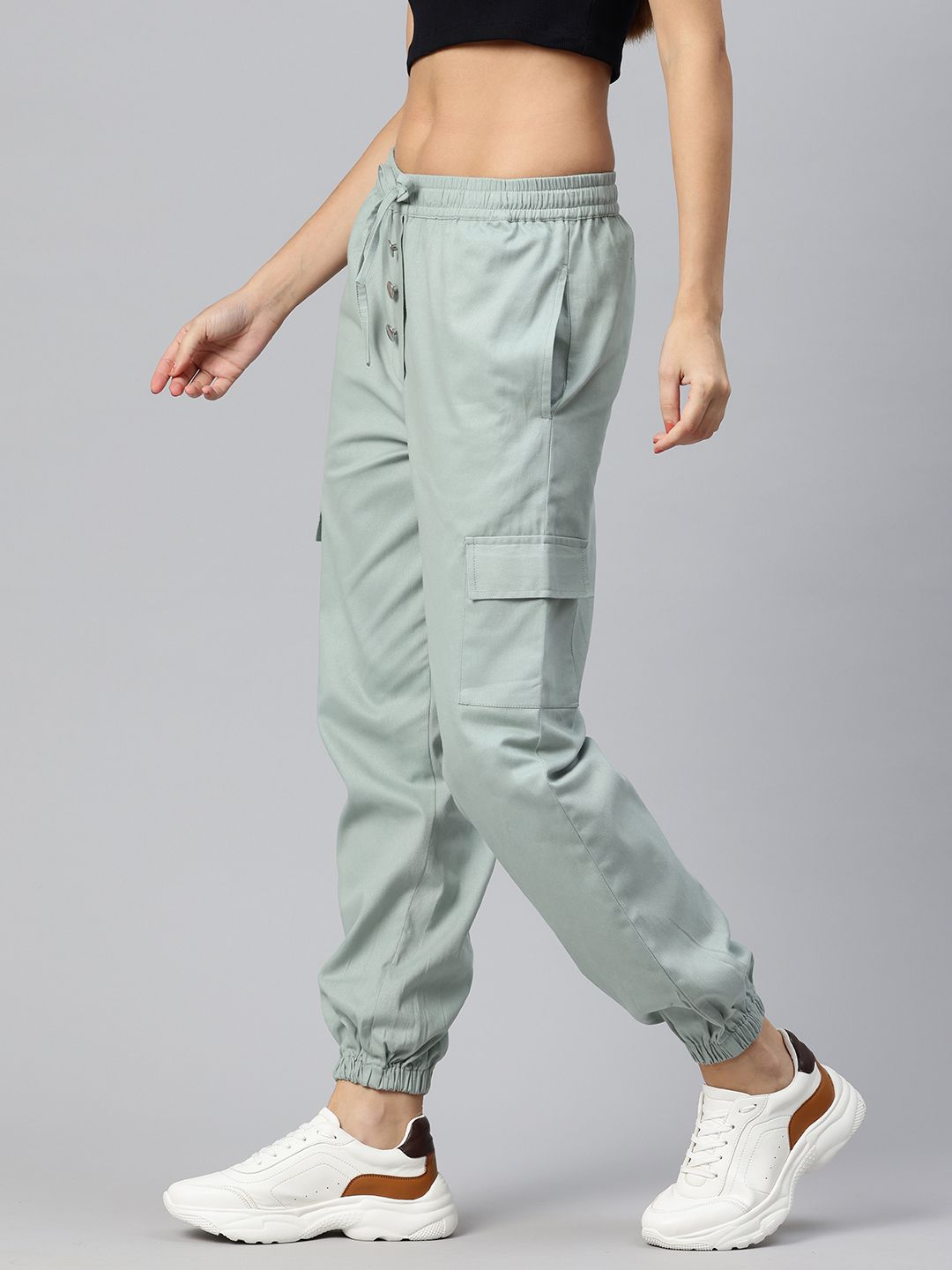 Popnetic High-Rise Pure Cotton Cargo Joggers