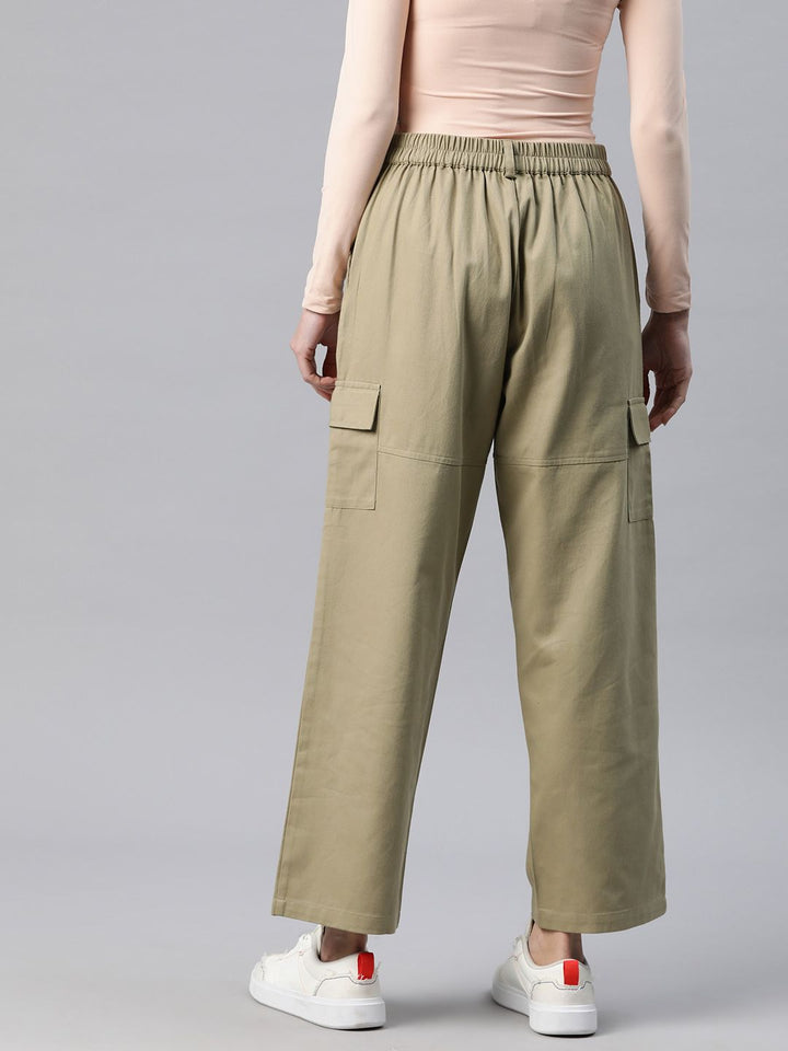 Popnetic Flat-Front High-Rise Pure Cotton Cargos