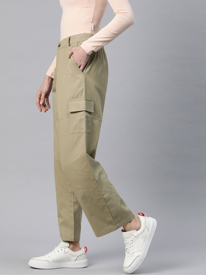 Popnetic Flat-Front High-Rise Pure Cotton Cargos