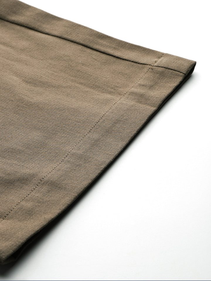 Popnetic Women High-Rise Pure Cotton Twill Weave Cargo-Style Wide Leg Trousers