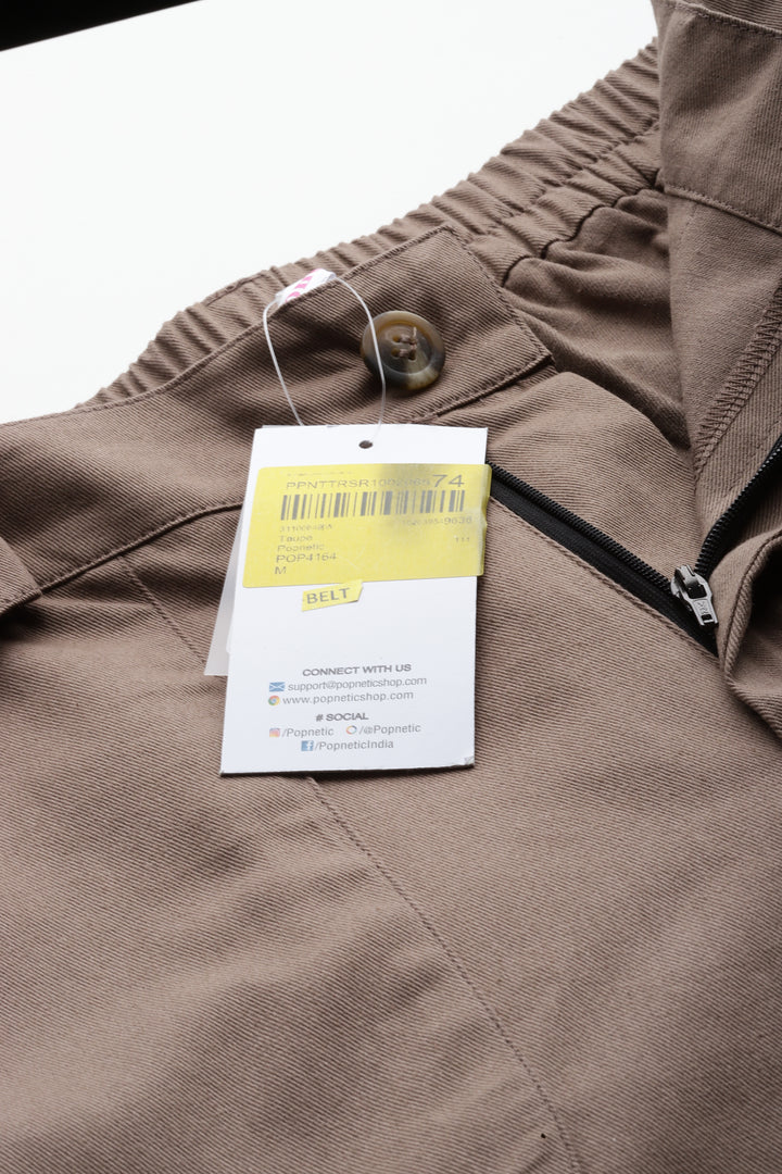 Popnetic High-Rise Pure Cotton Cargo Trousers