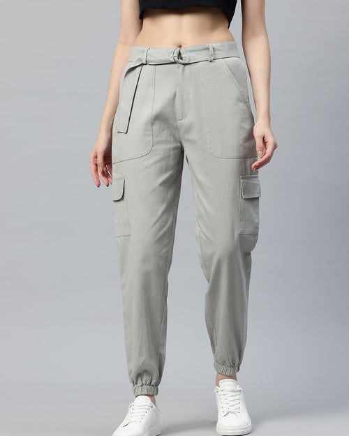 Popnetic High-Rise Pure Cotton Cargo Trousers