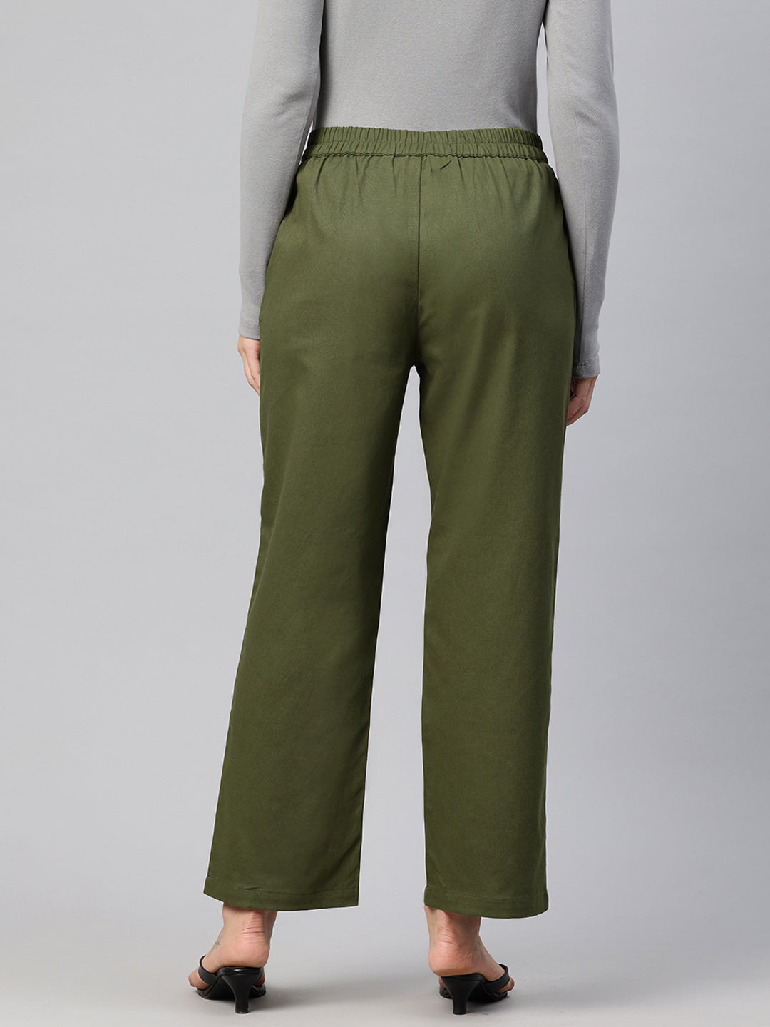 Popnetic High-Rise Pleated Pure Cotton Parallel Trousers