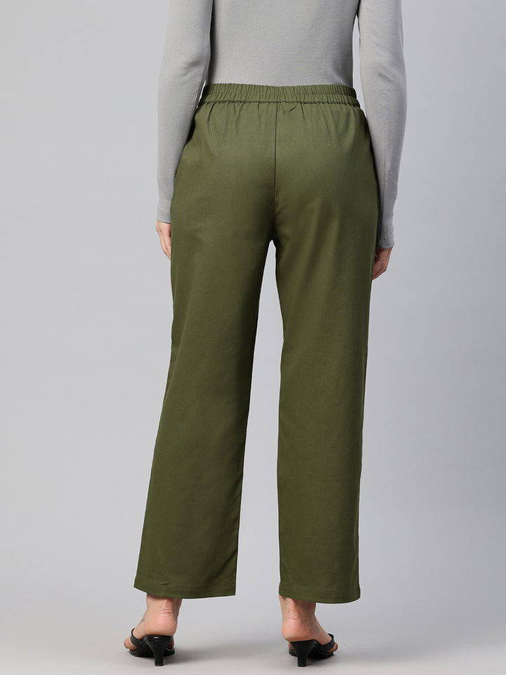 Popnetic High-Rise Pleated Pure Cotton Parallel Trousers