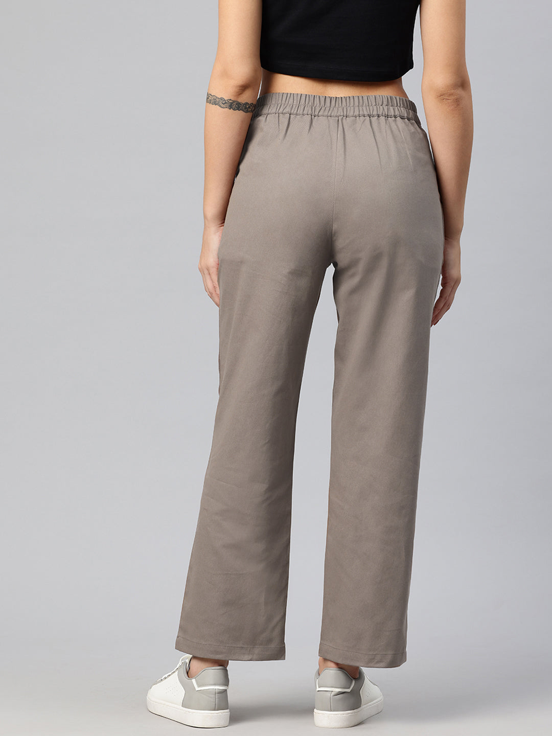 Popnetic High-Rise Pleated Pure Cotton Parallel Trousers