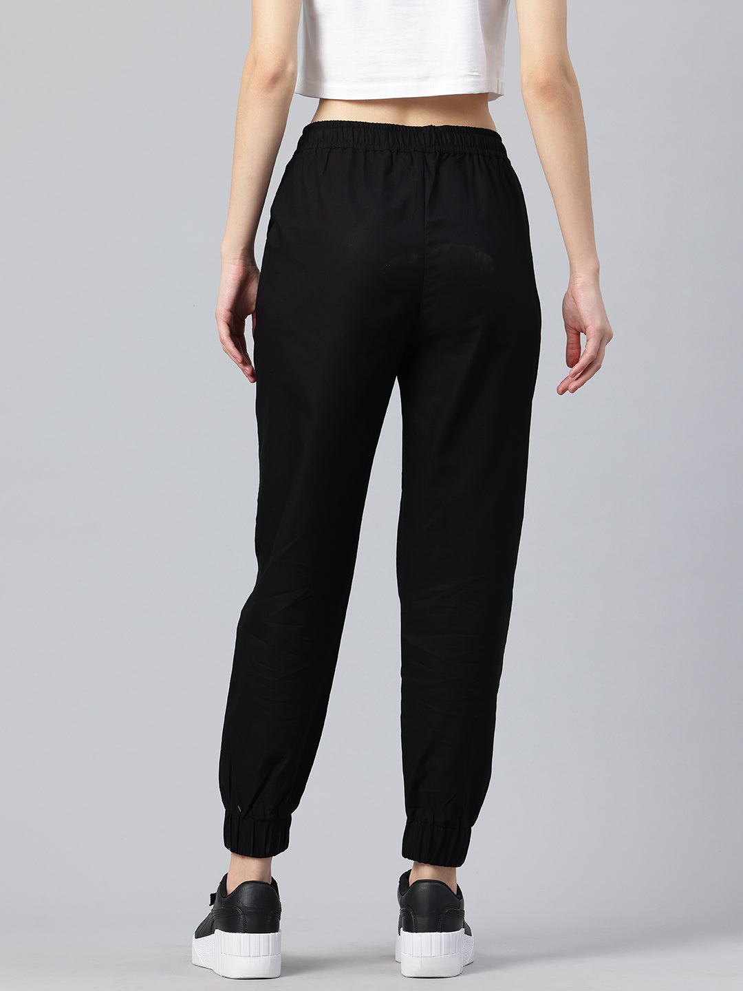 Popnetic Women Pure Cotton High-Rise Cargo Style Joggers Trousers