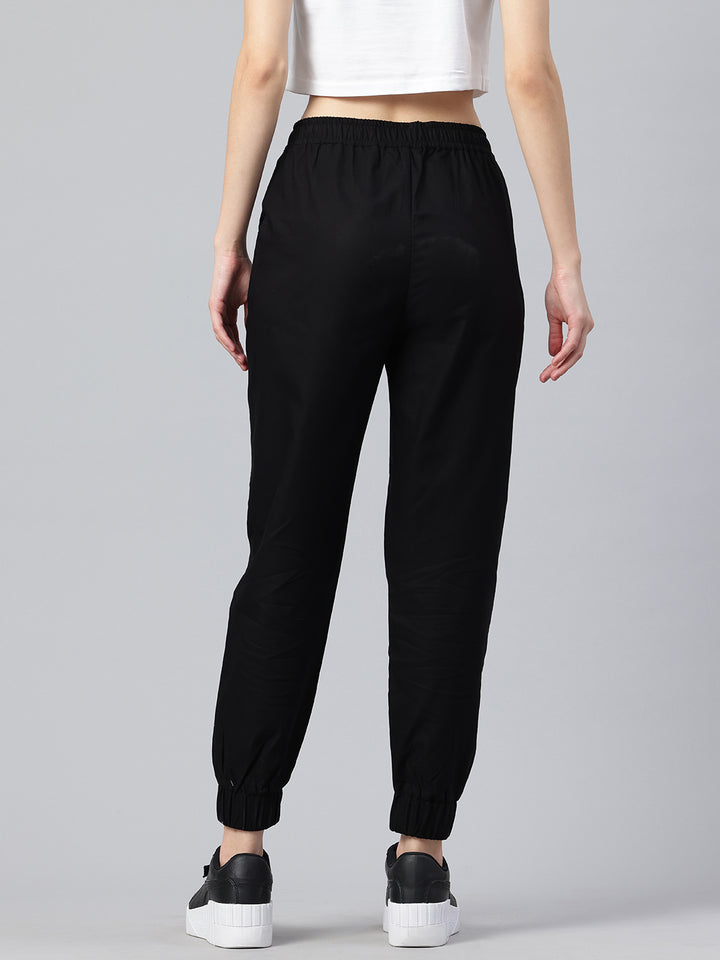 Popnetic Women Pure Cotton High-Rise Cargo Style Joggers Trousers