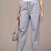 Popnetic Women Striped Cotton-Linen Wide Leg Trousers