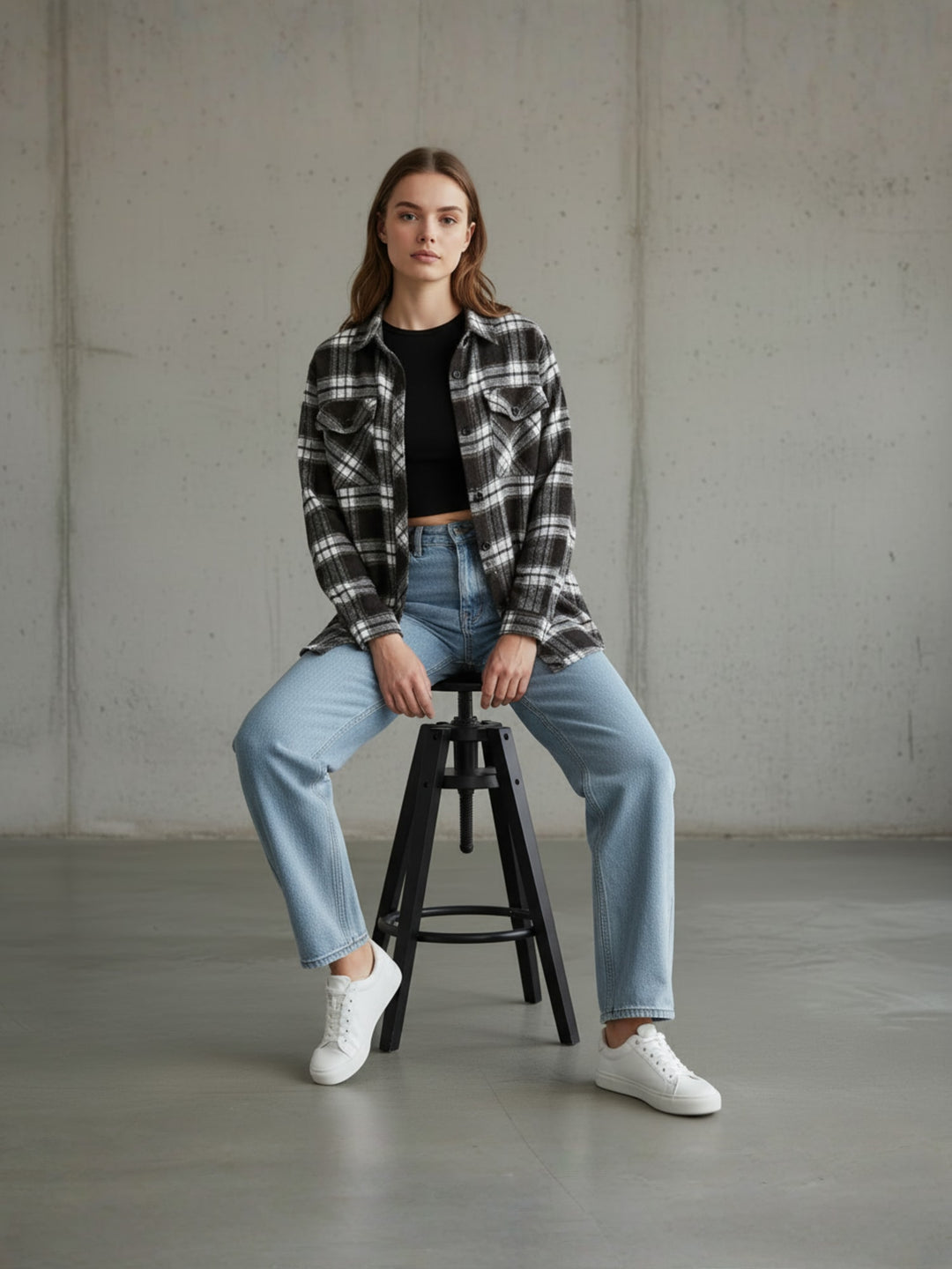 Popnetic Women Tartan Checks Checked Casual Shirt
