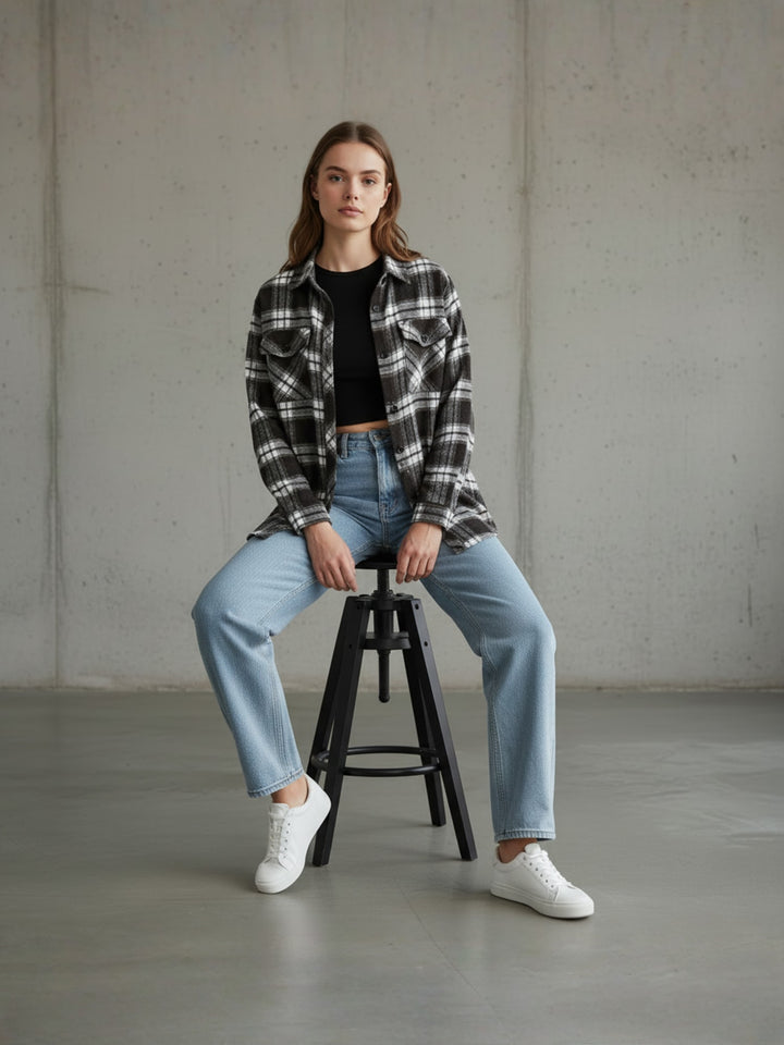 Popnetic Women Tartan Checks Checked Casual Shirt