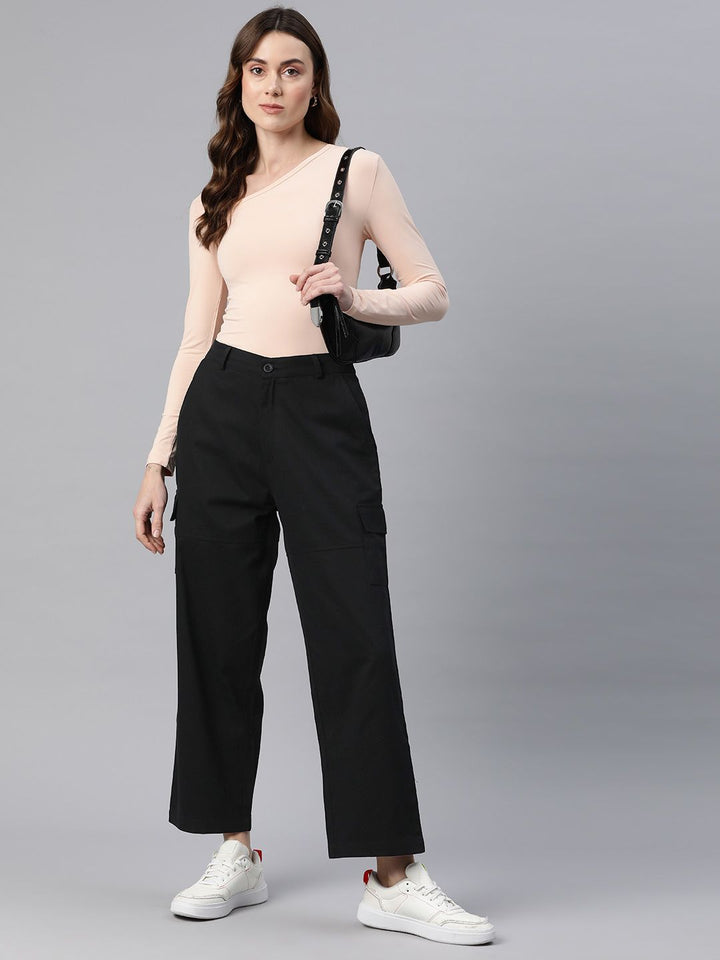 Popnetic Flat-Front High-Rise Pure Cotton Cargos