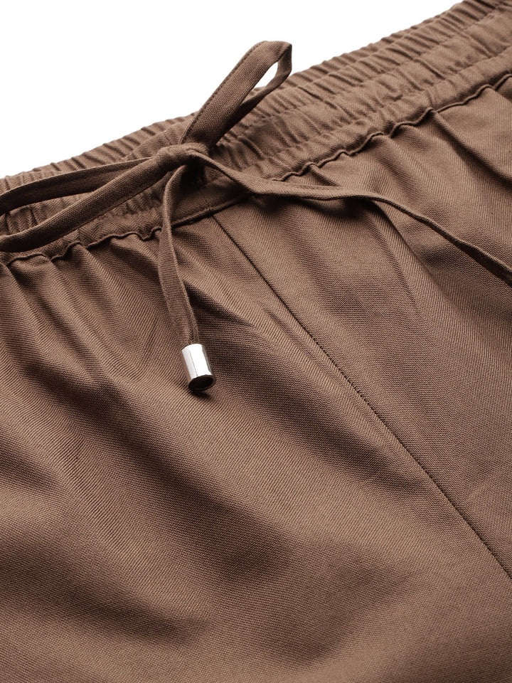 Popnetic Women Pure Cotton High-Rise Joggers Trousers