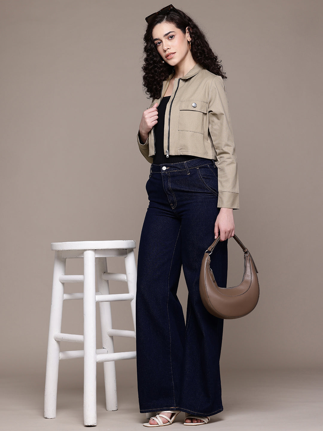 Popnetic Women Pure Cotton Crop Denim Jacket