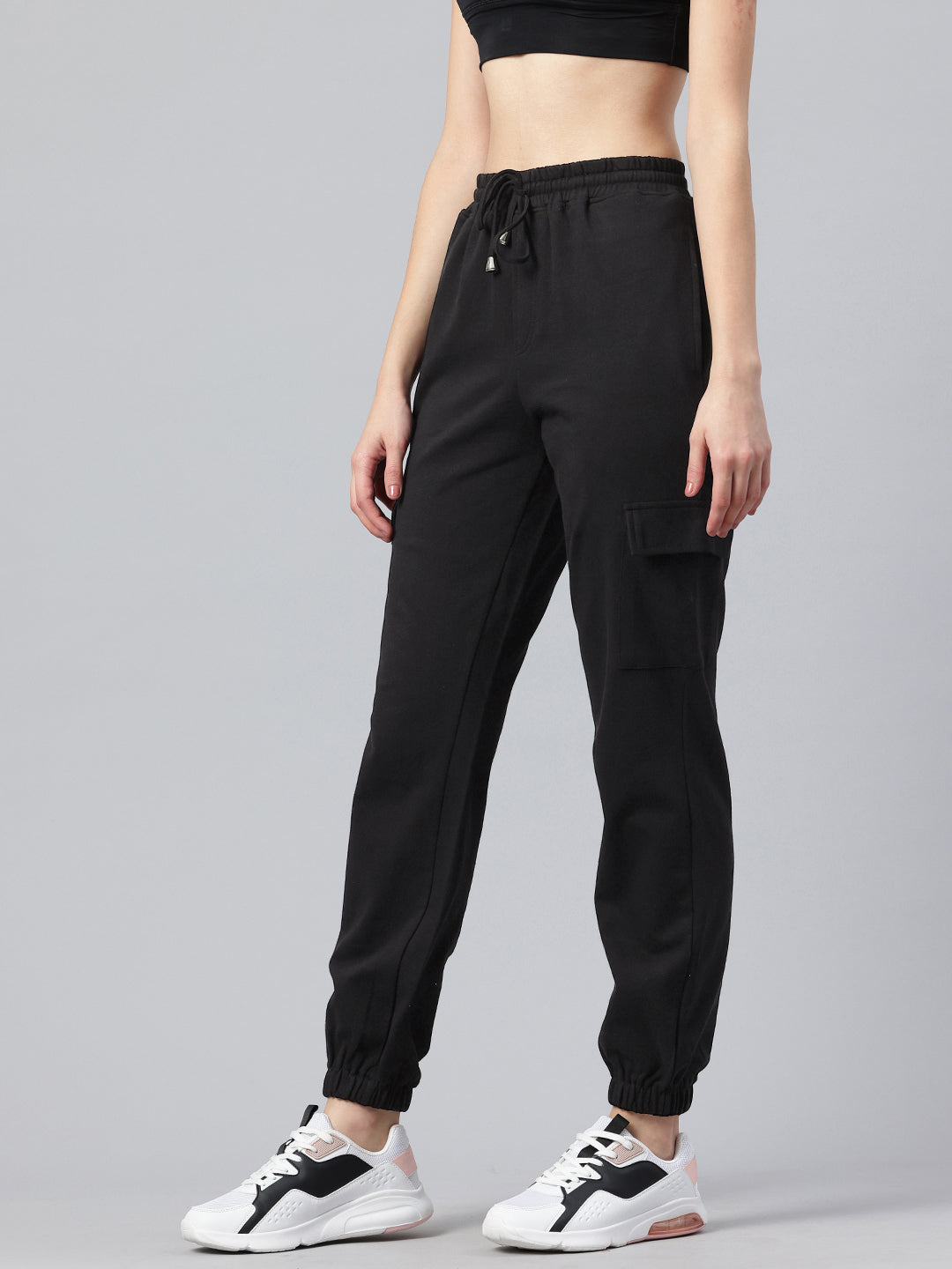 Popnetic Women High-Rise Pure Cotton Cargo Joggers