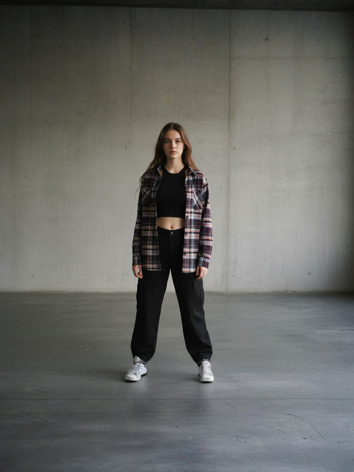 Popnetic Women Pure Cotton Flannel Oversized Shirt