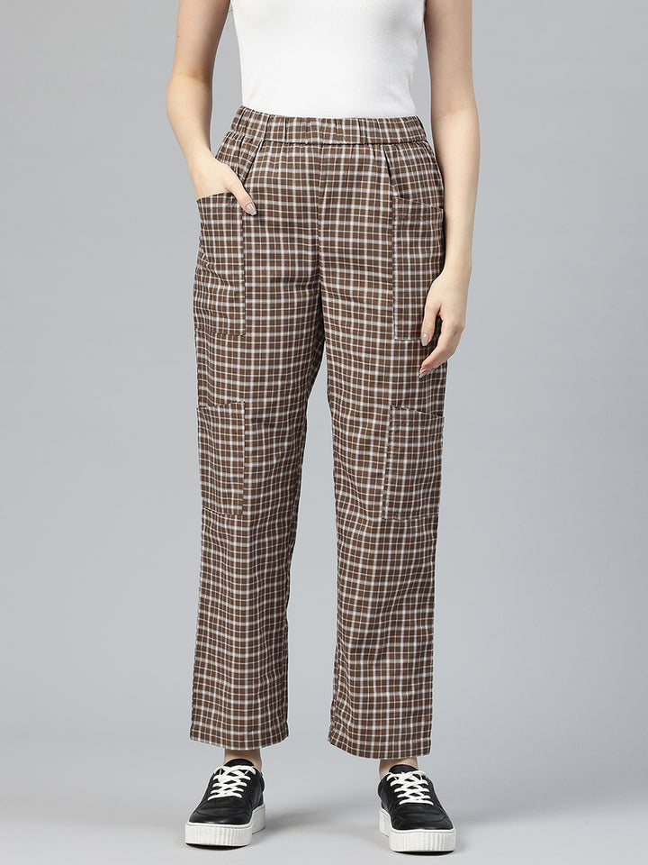 Popnetic Checked High-Rise Pleated Cargos