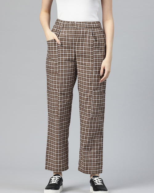 Popnetic Checked High-Rise Pleated Cargos