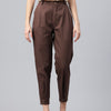 Popnetic Women Tapered Fit High-Rise Pleated Pure Cotton Chinos Trousers