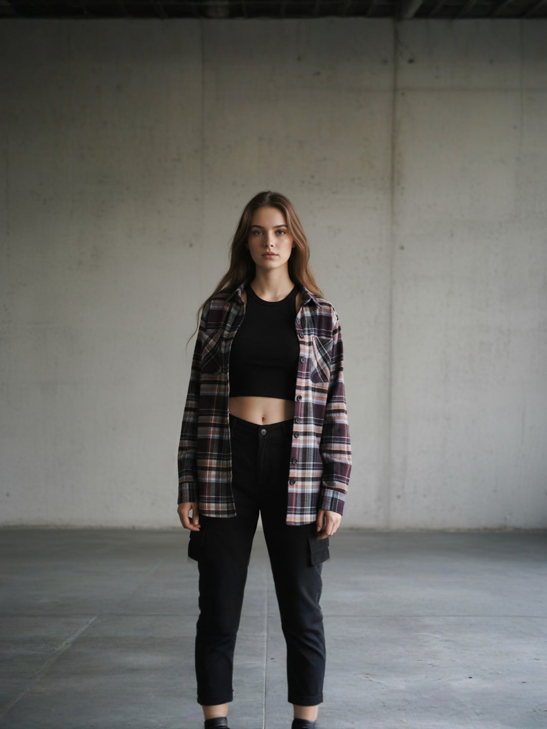 Popnetic Women Pure Cotton Flannel Oversized Shirt