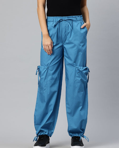 Popnetic Loose Fit High-Rise Pure Cotton Parachute Cargo Trouser