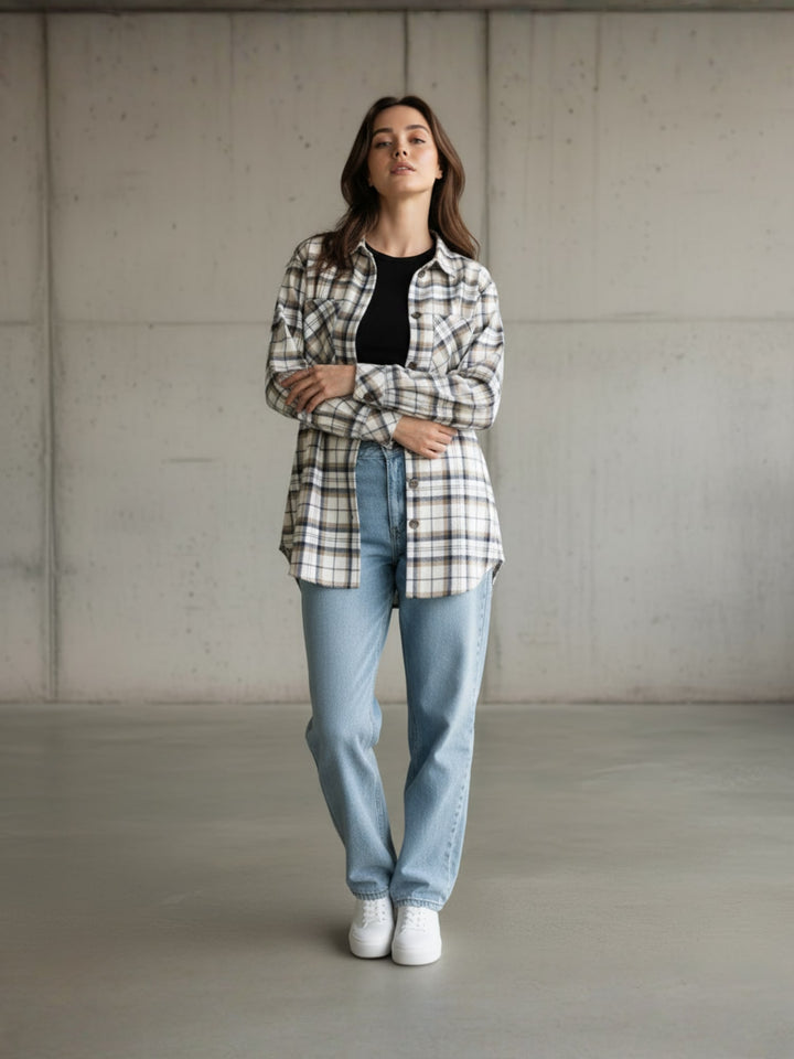 Popnetic Women Tartan Checks Checked Casual Shirt