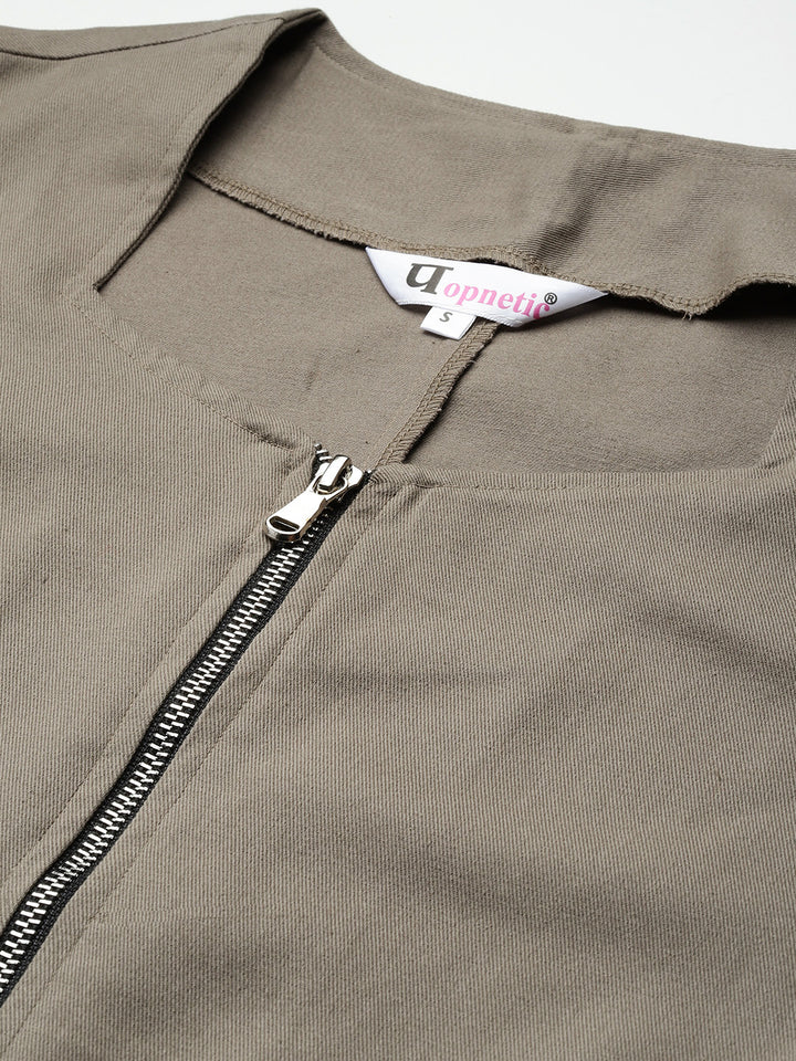 Popnetic Collarless Pure Cotton Crop Tailored Jacket