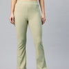 Popnetic Women Ribbed  Flared High-Rise Trousers