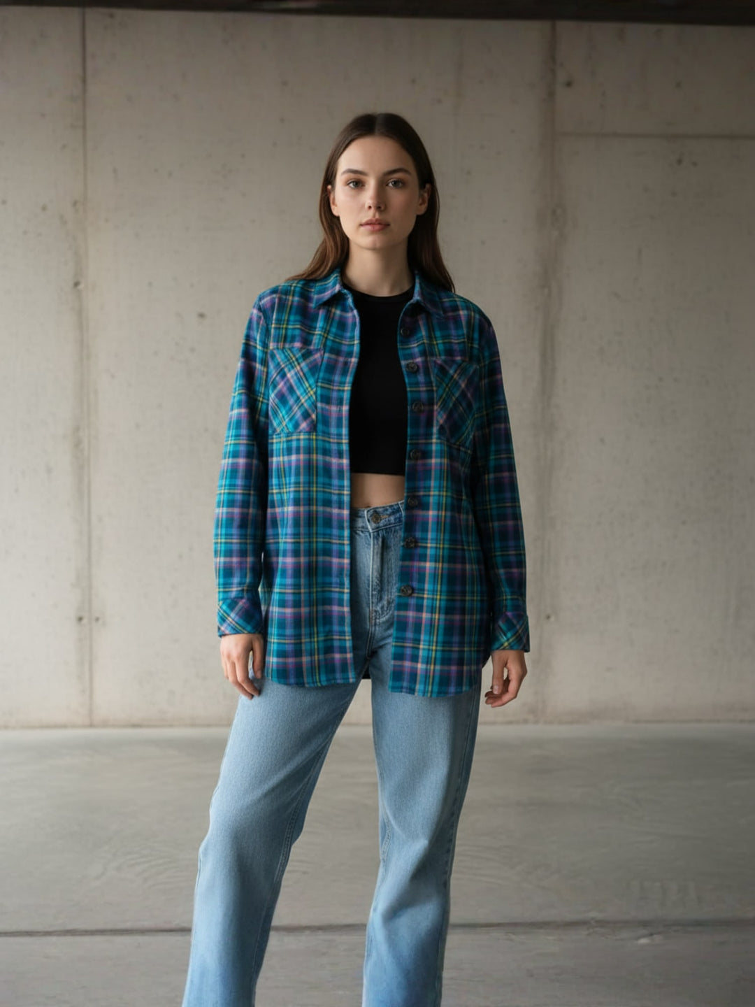 Popnetic Women Tartan Checks Checked Casual Shirt
