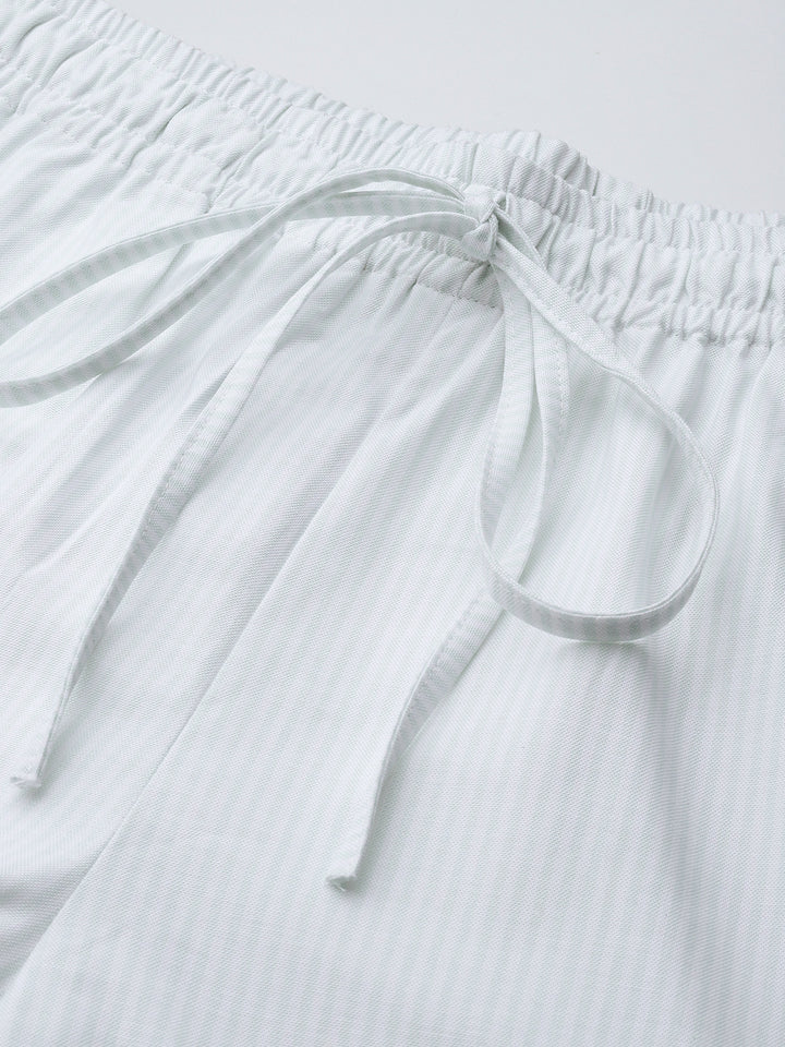 Popnetic Women Striped Smart High-Rise Cotton Linen Trousers