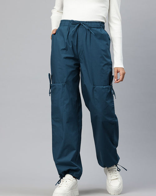 Popnetic Loose Fit High-Rise Pure Cotton Parachute Cargo Trouser