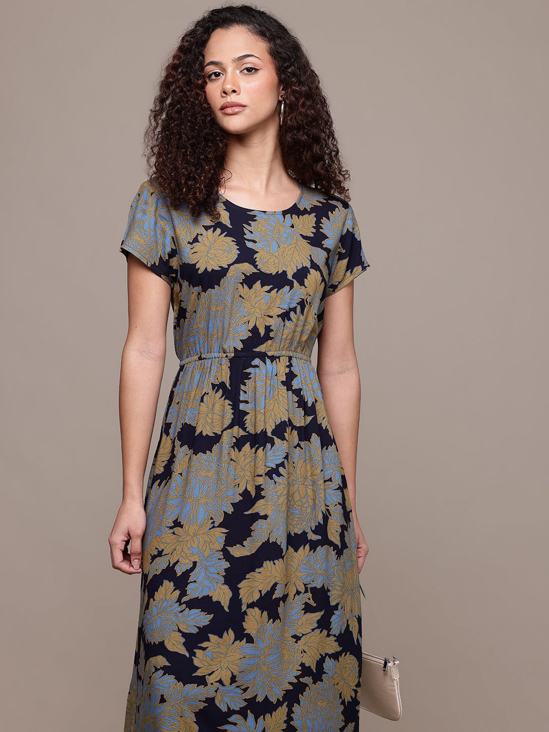 Popnetic Floral Print A-Line Midi Dress