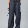 Popnetic Women Loose Fit High-Rise Parachute Cargo Trousers