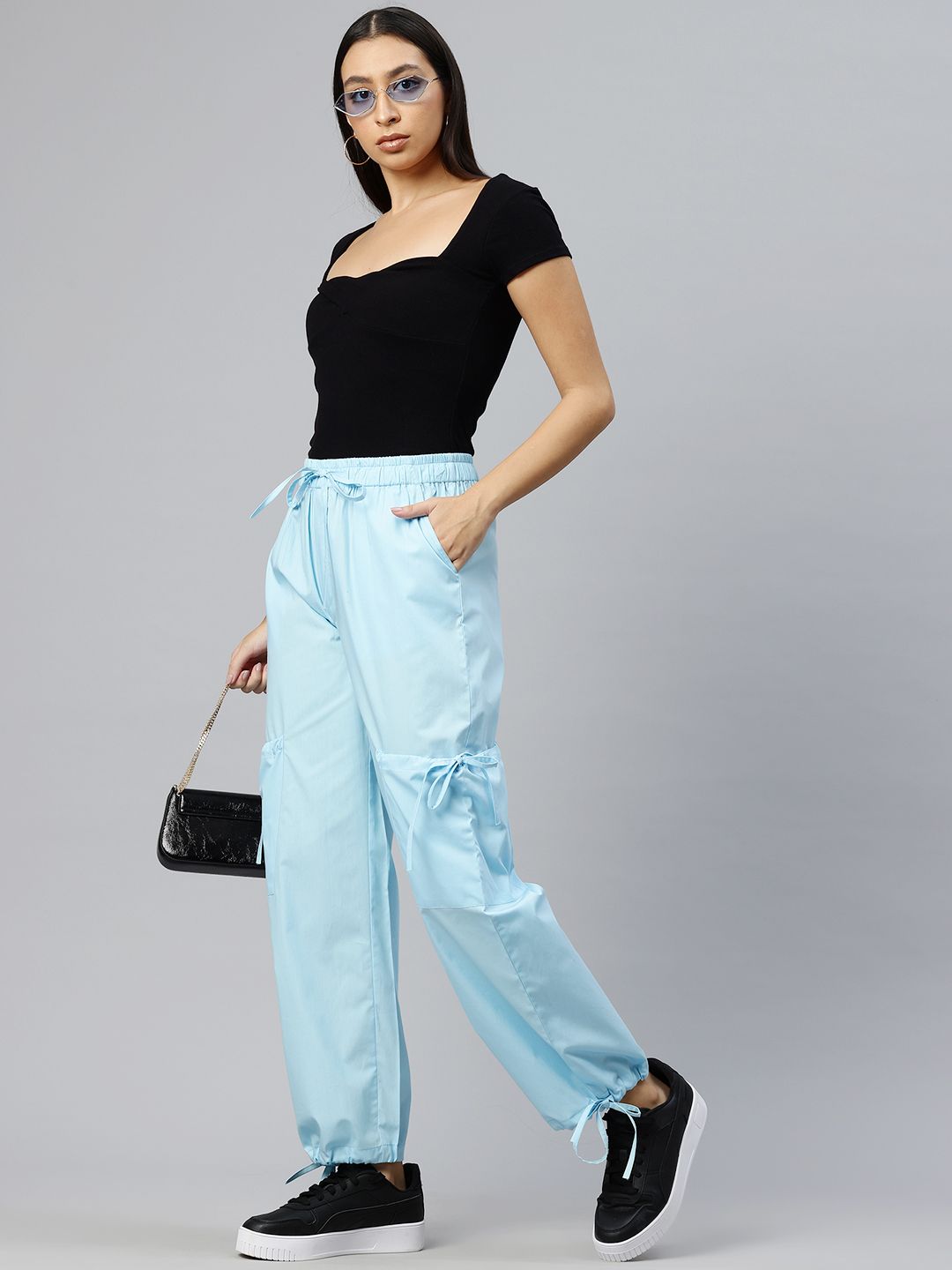 Popnetic Loose Fit High-Rise Pure Cotton Parachute Cargo Trouser