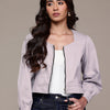 Popnetic Collarless Pure Cotton Crop Tailored Jacket