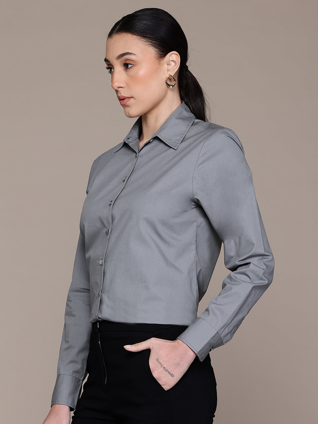 Popnetic Women Smart Pure Cotton Formal Shirt