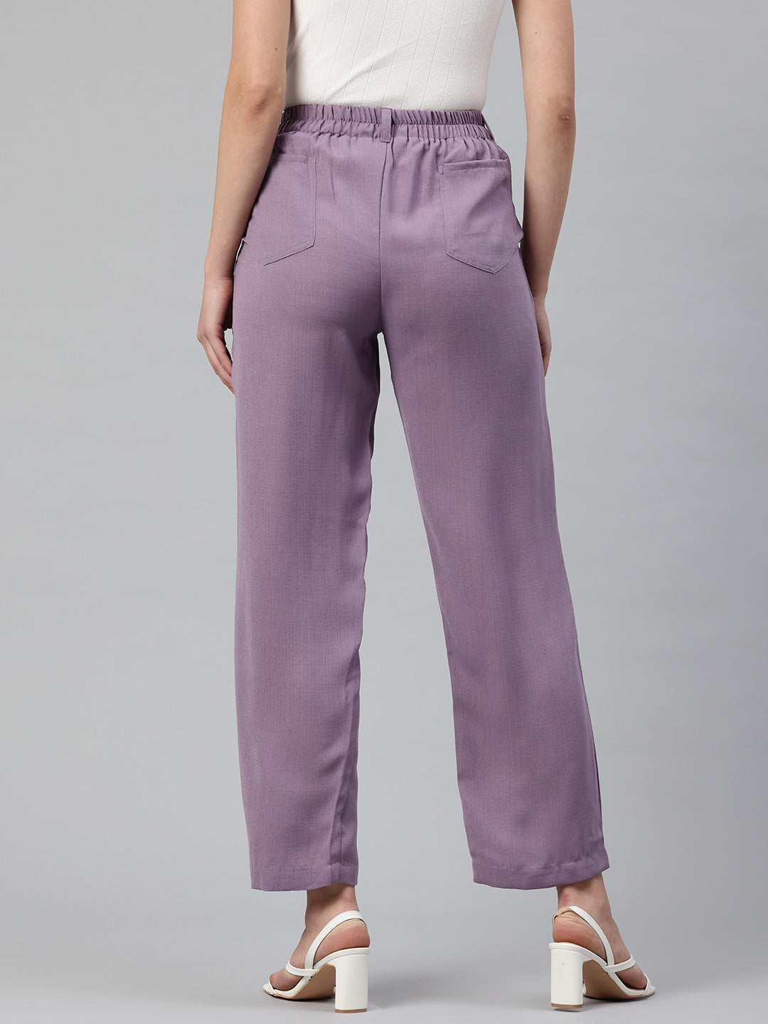 Popnetic Women Textured High-Rise Straight Fit Parallel Trousers