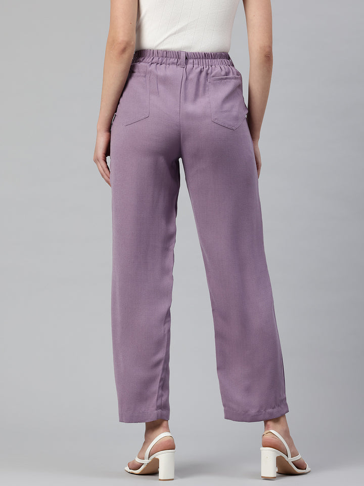 Popnetic Women Textured High-Rise Straight Fit Parallel Trousers