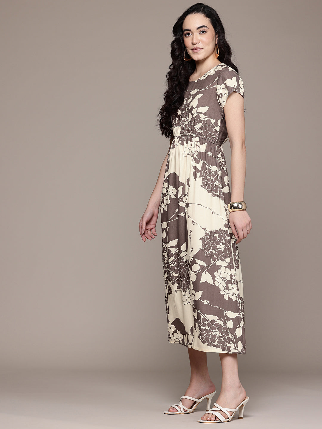 Popnetic Floral Print A-Line Midi Dress