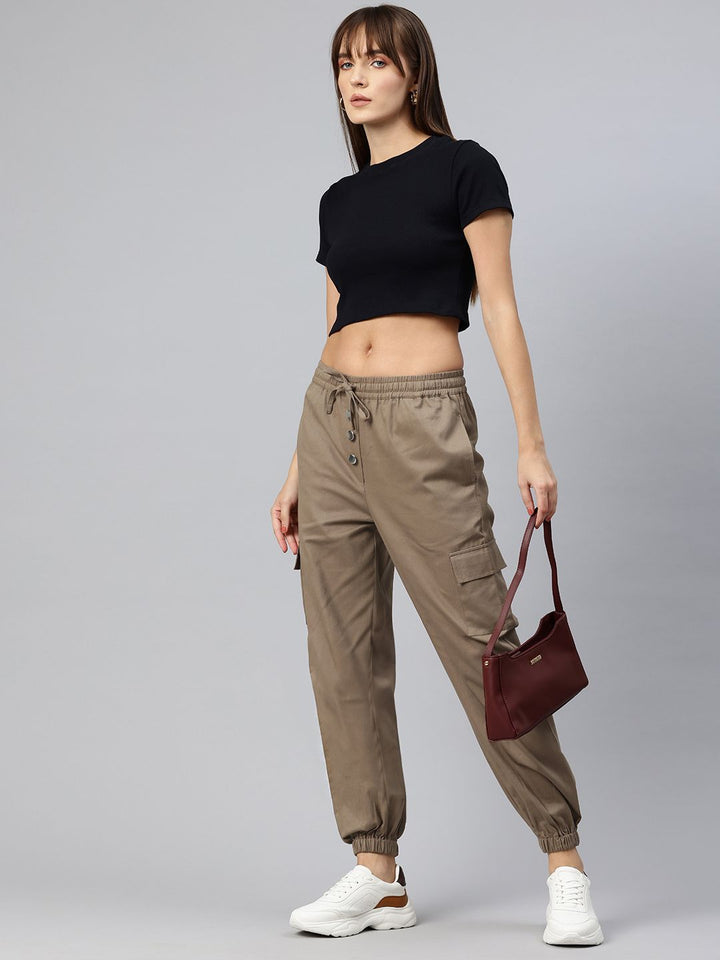 Popnetic High-Rise Pure Cotton Cargo Joggers